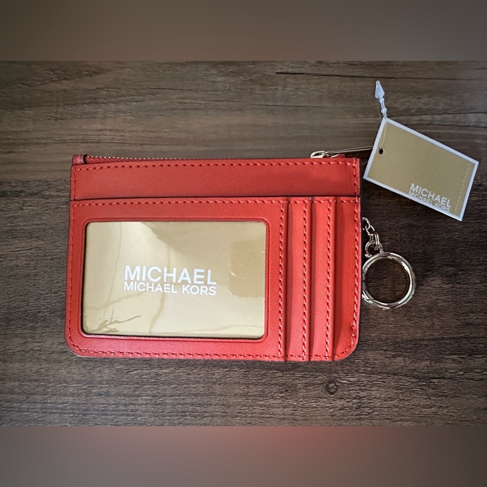 Michael Kors Jet Set travel Wallet with Zip Coin Pouch. Red Clay/White. NWT. - Picture 2 of 4